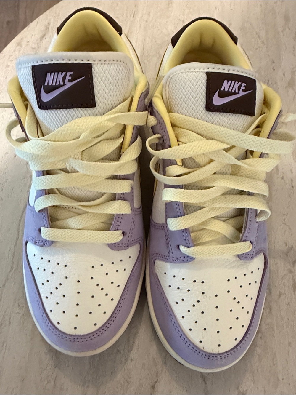 Nike Low-Top Sneakers in White, Lavender & Pale Yellow